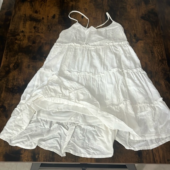 SHEIN White Ruffle Babydoll Dress - Size M - Adjustable Tie straps - Picture 2 of 6